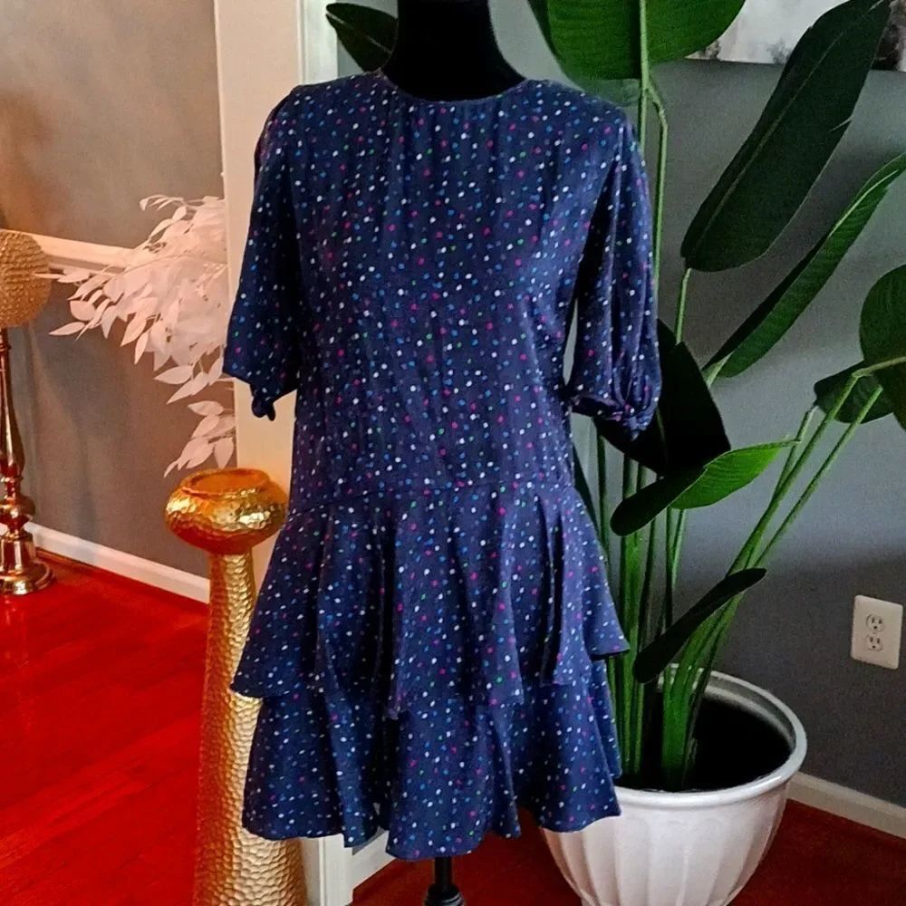 Rebecca Taylor polka dot tiered dress sz 6